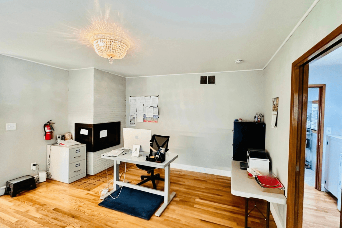 Organized office area designed for staff coordination and family communication.